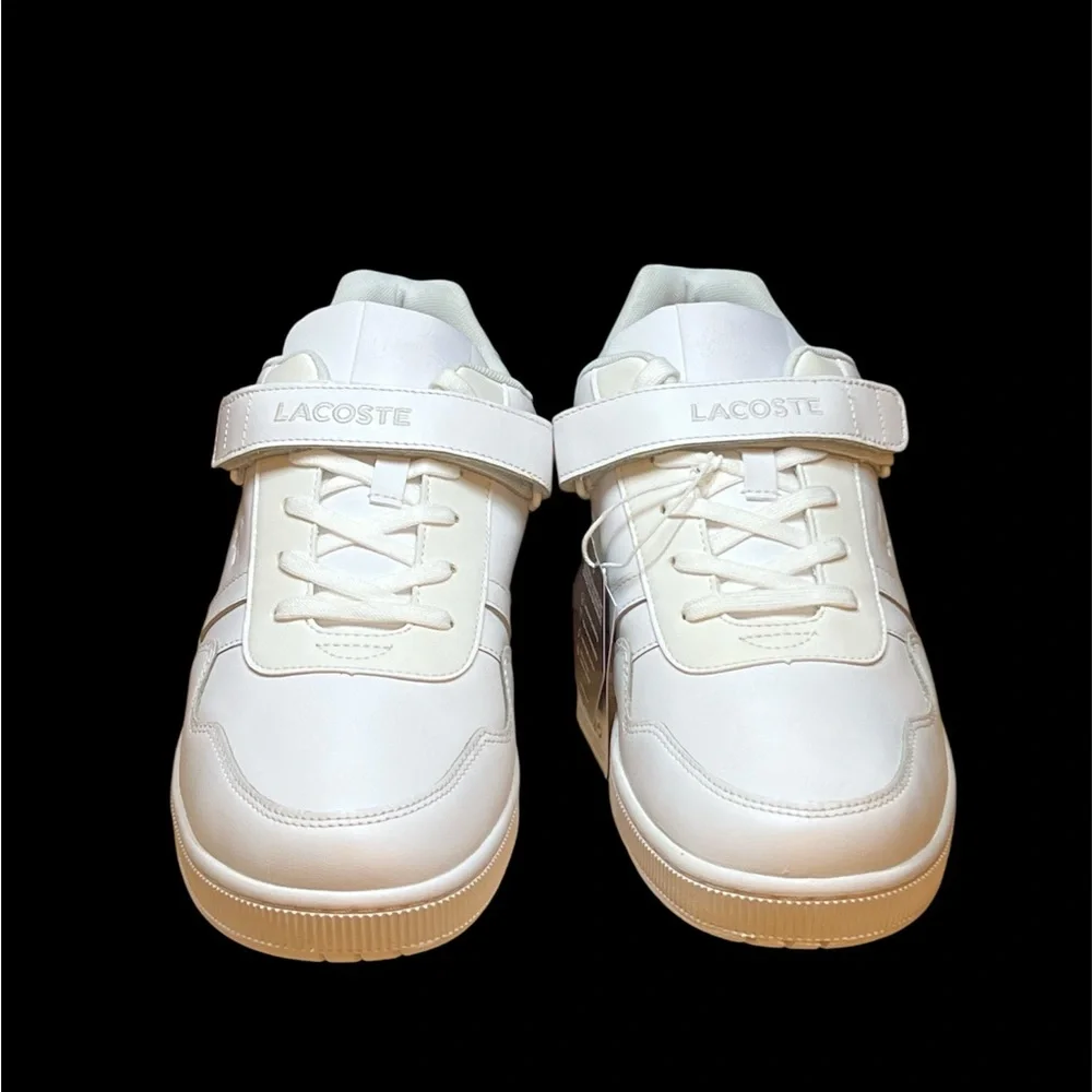 Size‎ 12 - Lacoste T-Clip WHITE/WHITE 21G Mens White Leather Sneakers Shoes